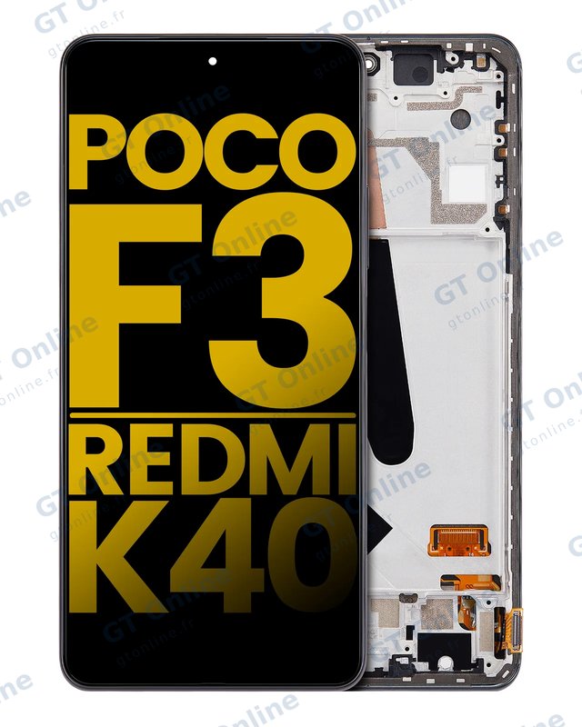 Écran OLED avec châssis pour Xiaomi Poco F3 / Redmi K40 / Redmi K40 Pro (reconditionné, Night Black)