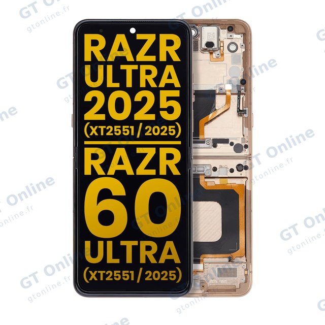 Écran OLED avec châssis pour Motorola Razr Ultra 2025 (XT2551 / 2025) / Razr 60 Ultra (XT2551 / 2025) (reconditionné, Mountain Trail)