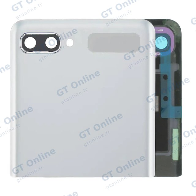 Écran OLED extérieur avec châssis pour Samsung Galaxy Z Flip 4G (F700) / Z Flip 5G (F707) (pack service origine, Mystic White)