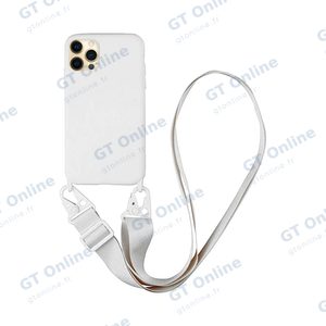 Coque Silicone avec Bandoulière Apple iPhone 12 Pro Blanc