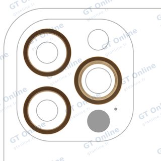Anneau de contour de caméra arrière pour Apple iPhone 12 Pro (or, lot de 3, lot de 10)