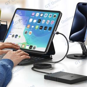 Câble Data USB-C vers USB-C Usams US-SJ704 Rui Series 60W Nylon Tressé Magnétique Enroulable (1m) Argent — vue 3