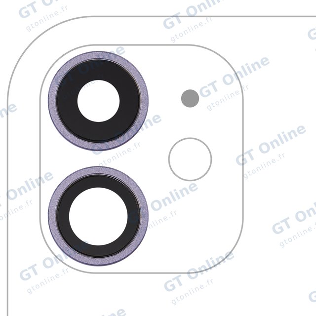 Lentille de caméra arrière avec support et anneau pour Apple iPhone 11 (lot de 2, Real Sapphire, premium, violet)