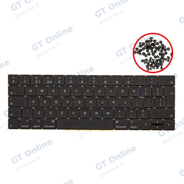 Clavier rétroéclairé avec vis pour Apple MacBook Pro 13" / Pro 15" A1989 / A1990 (2018-2019) (anglais UK)