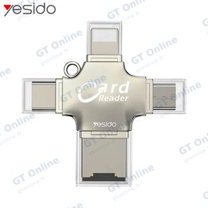 Lecteur de Carte Yesido GS13 Micro SD TF 3 en 1 Argent