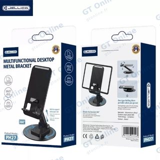 Support de bureau smartphone et tablette rotatif 360° JELLICO PH27 — noir