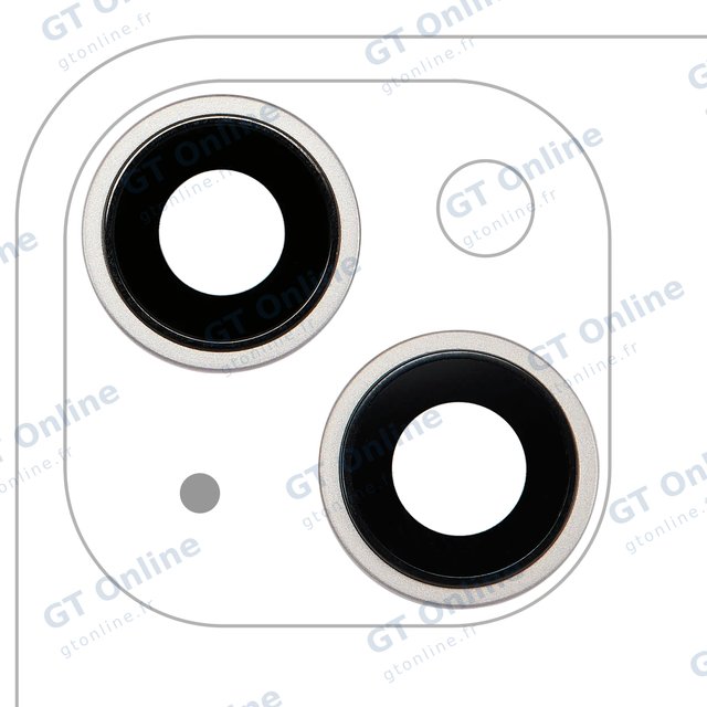 Lentille de caméra arrière avec support et anneau pour Apple iPhone 14 / 14 Plus (lot de 2, premium, lumière stellaire)