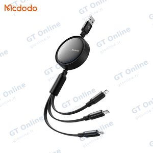 Câble Data Multi Mcdodo CA-7256 3 en 1 (USB vers Lightning + Micro + Type-C) 1.2m Noir