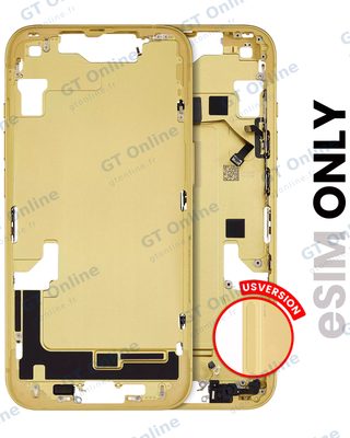 Châssis pour Apple iPhone 14 (version US, origine d'occasion — grade B, jaune)