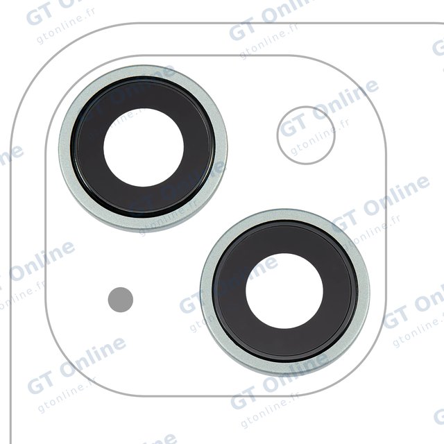 Lentille de caméra arrière avec support et anneau pour Apple iPhone 15 / 15 Plus (lot de 2, premium, vert)