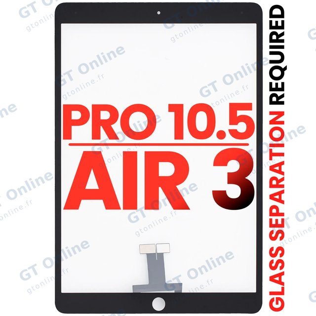 Vitre tactile pour Apple iPad Pro 10.5" / iPad Air 3 (OCA préinstallé, séparation de la vitre requise, compatible premium, noir)