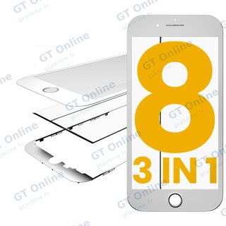 Vitre d’écran avec OCA pour Apple iPhone 8 (OCA Master, lot de 2, blanc)