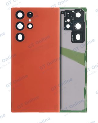 Vitre arrière pour Samsung Galaxy S22 Ultra 5G (sans logo, compatible premium, rouge)