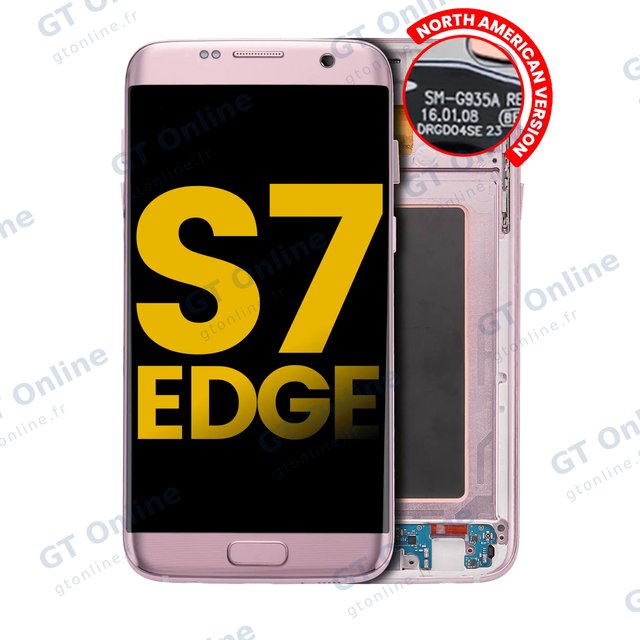 Écran OLED avec châssis pour Samsung Galaxy S7 Edge G935A (North American Version, reconditionné, or rose)