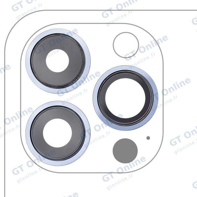 Lentille de caméra arrière avec support et anneau pour Apple iPhone 13 Pro / 13 Pro Max (Real Sapphire, premium, Sierra Blue)
