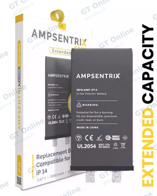 Batterie nue à souder pour Apple IPhone 14 (soudure par points requise, AmpSentrix Core Extended)