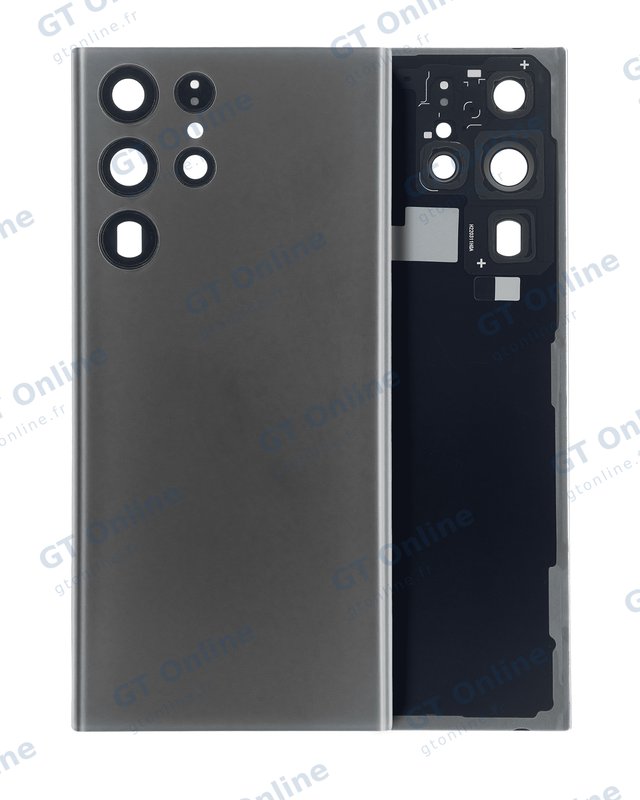Vitre arrière pour Samsung Galaxy S22 Ultra 5G (sans logo, compatible premium, graphite)