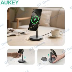 Station de Charge sans Fil AUKEY Qi2.2 MagFusion 1X LC-MC111 Gris — vue 3