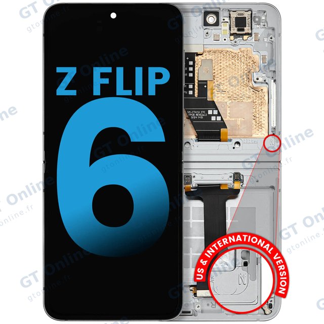 Écran OLED intérieur avec châssis pour Samsung Galaxy Z Flip 6 5G (F741) (version US & internationale, compatible, blanc)