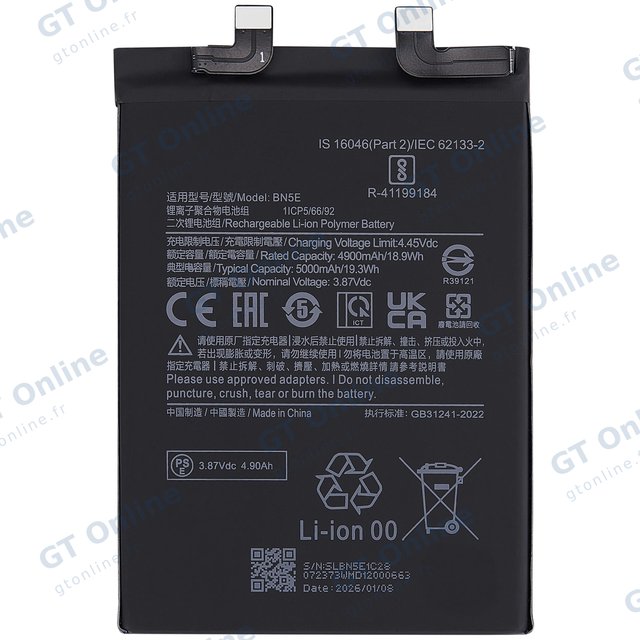 Batterie pour Xiaomi Poco X4 Pro 5G / Xiaomi Redmi Note 11 Pro 5G / Redmi Note 12 Pro 4G / Redmi Note 11E Pro(BN5E)