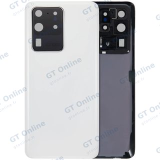Vitre arrière pour Samsung Galaxy S20 Ultra 5G (sans logo, compatible premium, Cloud White)