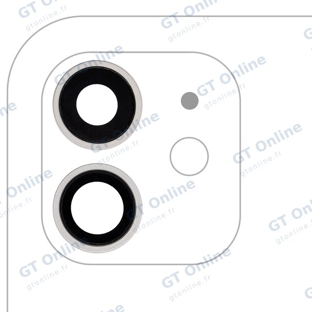Lentille de caméra arrière avec support et anneau pour Apple iPhone 12 / 12 Mini (Real Sapphire, premium, blanc)