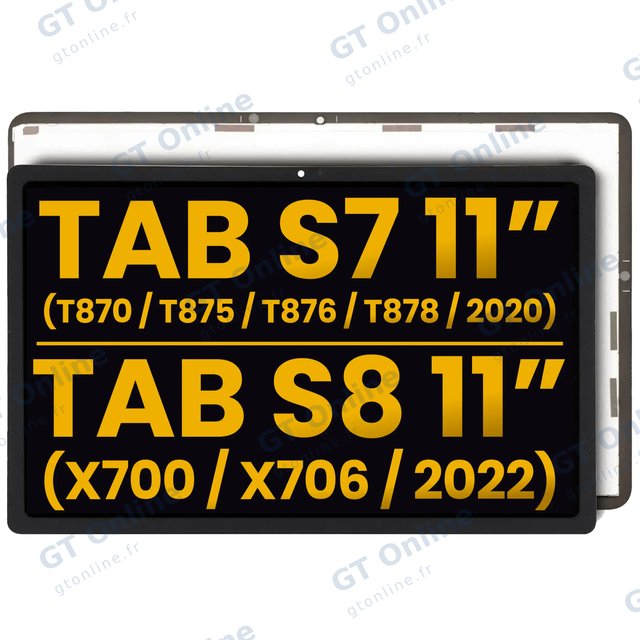 Écran pour Samsung Galaxy Tab S7 11" (2020) (T870 / T875 / T876 / T878) / Tab S8 11" (2022) (X700 / X706) (reconditionné, toutes couleurs)