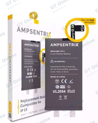 Cellule de batterie nue à souder pour Apple iPhone 13 (soudure par points requise, AmpSentrix Core) — réf. 107082071218
