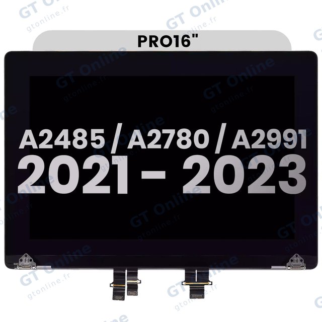 Écran pour Apple MacBook Pro 16" A2485 (2021) Pro / Max / A2780 (2023) / A2991 (2023) (Pre-installed Lid Angle Sensor cable, origine d'occasion, argent)
