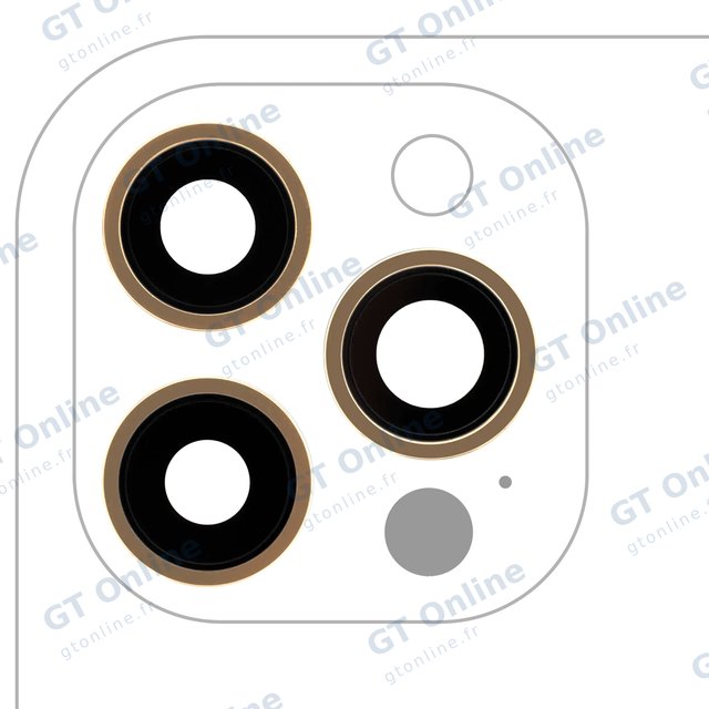 Lentille de caméra arrière avec support et anneau pour Apple iPhone 12 Pro Max (lot de 3, compatible premium, or)