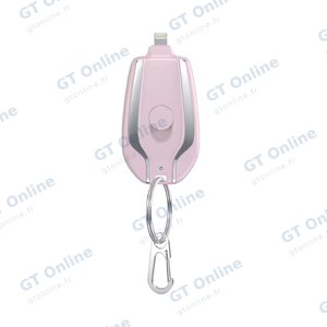 Batterie Externe Power Bank Porte Clé Lightning 1500mAh Rose