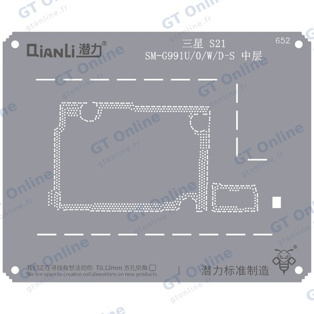Pochoir de rebillage Qianli Bumblebee QS652 pour couche intermédiaire Samsung S21 (SM-G991U/O/W/D-S)