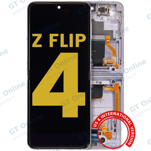 Écran OLED intérieur avec châssis pour Samsung Galaxy Z Flip 4 5G (version US & internationale, reconditionné, Bora Purple)