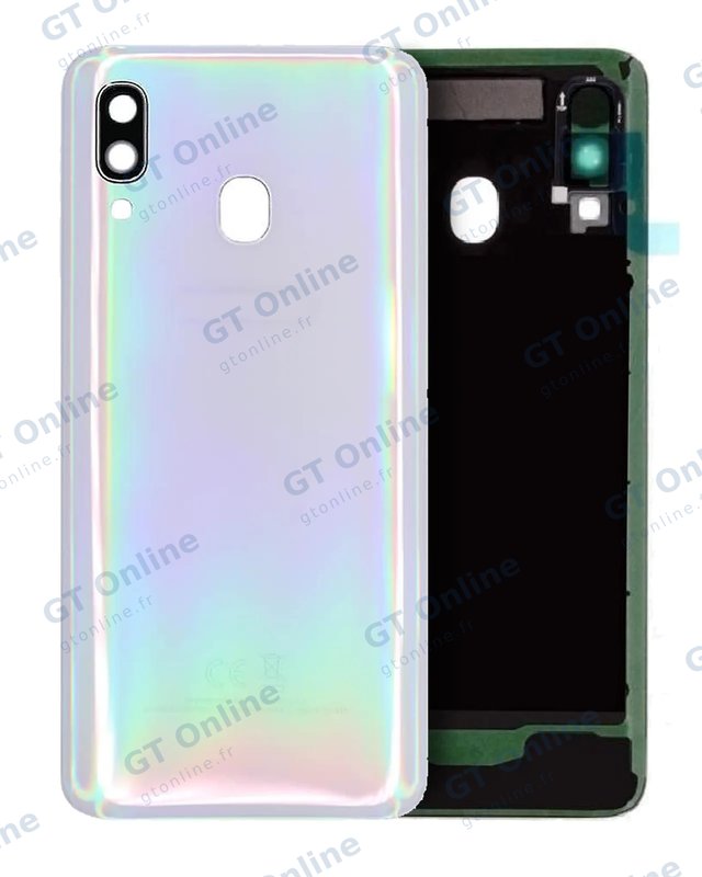 Vitre arrière pour Samsung Galaxy A40 (A405 / 2019) (pack service origine, blanc)