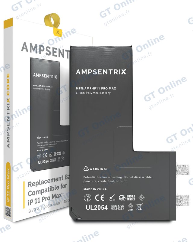 Cellule de batterie nue à souder pour Apple iPhone 11 Pro Max (soudure par points requise, AmpSentrix Core) — réf. 107082073361