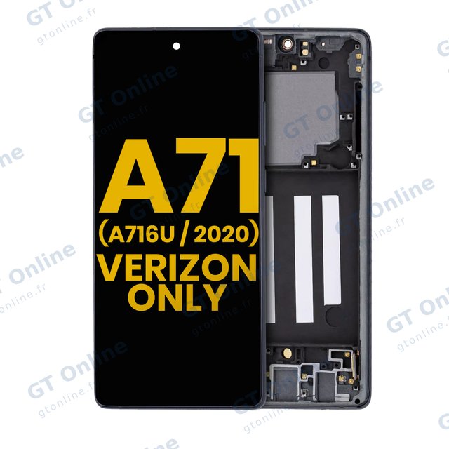 Écran OLED avec châssis pour Samsung Galaxy A716V (A716V / 2020) (Verizon 5G UW Frame Only) (reconditionné, Prism Cube Black)