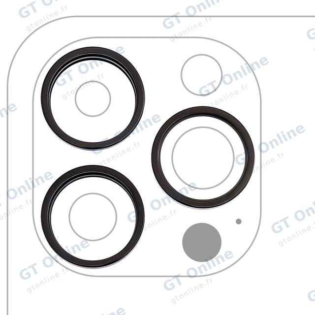 Anneau de contour de caméra arrière pour Apple iPhone 14 Pro / 14 Pro Max (lot de 3, noir sidéral, lot de 10)
