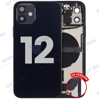 Châssis avec nappe de charge et petits composants pour Apple iPhone 12 (version US, origine d'occasion — grade B, noir)