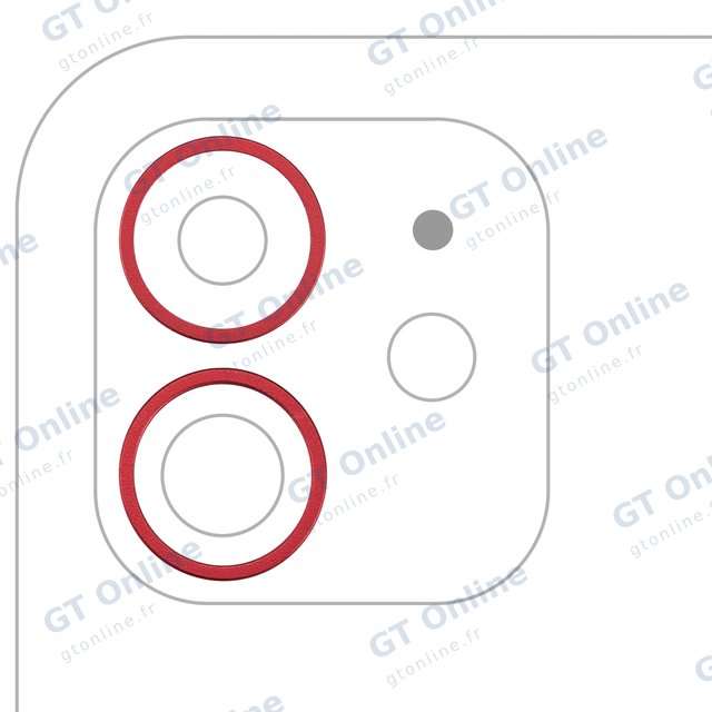 Anneau de contour de caméra arrière pour Apple iPhone 11 / 12 / 12 Mini (lot de 2, rouge)