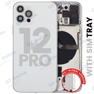 Châssis pour Apple iPhone 12 Pro (version EU, origine d'occasion — grade A, argent) — Coque arrière avec petites pièces