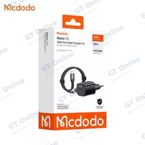 Chargeur Secteur USB-C GaN Mcdodo CH-0082 avec Câble USB-C vers USB-C 30W 1m Noir — vue 5