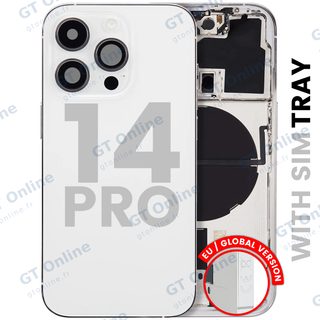 Châssis pour Apple iPhone 14 Pro (version EU, origine d'occasion — grade B, argent) — Coque arrière avec petites pièces