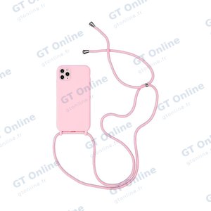 Coque Silicone avec Cordon Apple iPhone 11 Pro Max (02) Rose