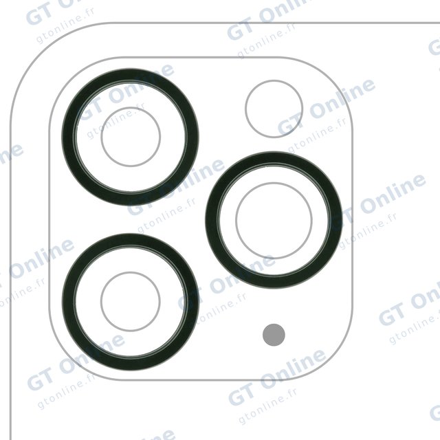 Anneau de contour de caméra arrière pour Apple iPhone 11 Pro / 11 Pro Max (Midnight Green, lot de 3, lot de 10)
