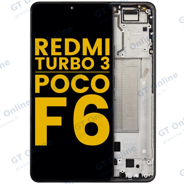Écran OLED avec châssis pour Xiaomi Redmi Turbo 3 / Xiaomi Poco F6 (reconditionné, noir)