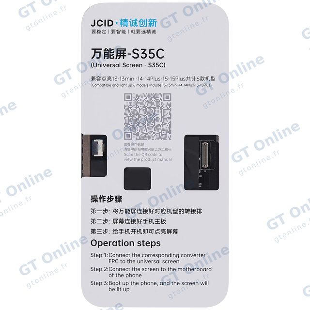 Écran universel JCID S35C pour détection de carte mère iPhone 13 / 13 Mini / 14 / 14 Plus / 15 / 15 Plus