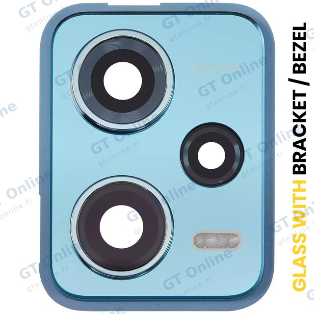 Lentille de caméra arrière avec support et anneau pour Xiaomi Redmi Note 12 Pro 5G (bleu)