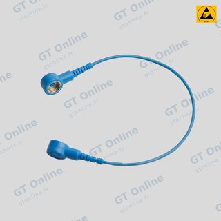 Cordon de liaison 230 mm avec pressions de 10 mm pour relier et mettre à la terre les tapis d’établi ESD