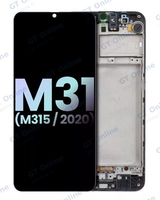 Écran OLED avec châssis pour Samsung Galaxy M31 (M315 / 2020) (noir, pack service origine)