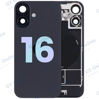 Vitre arrière avec MagSafe, NFC et nappe flash pour Apple iPhone 16 (pack service origine, noir)